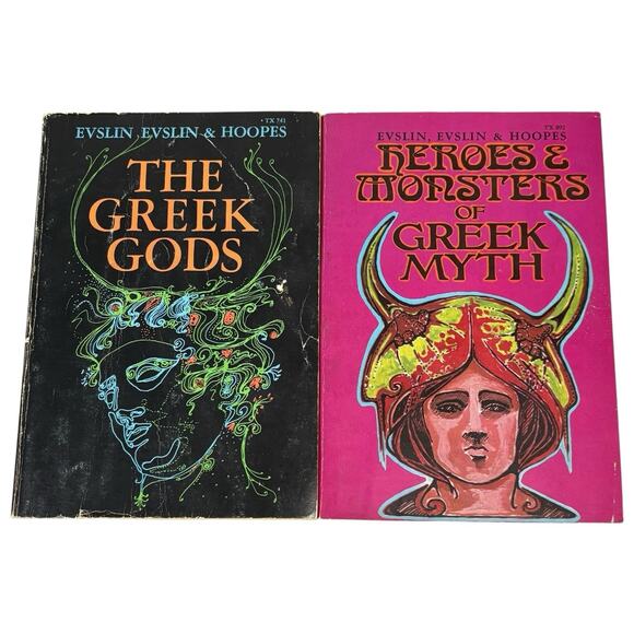 SET VTG 70s PB Books "The Greek Gods" "Heroes & Monsters" Evslin Evslin & Hoopes - Picture 1 of 16